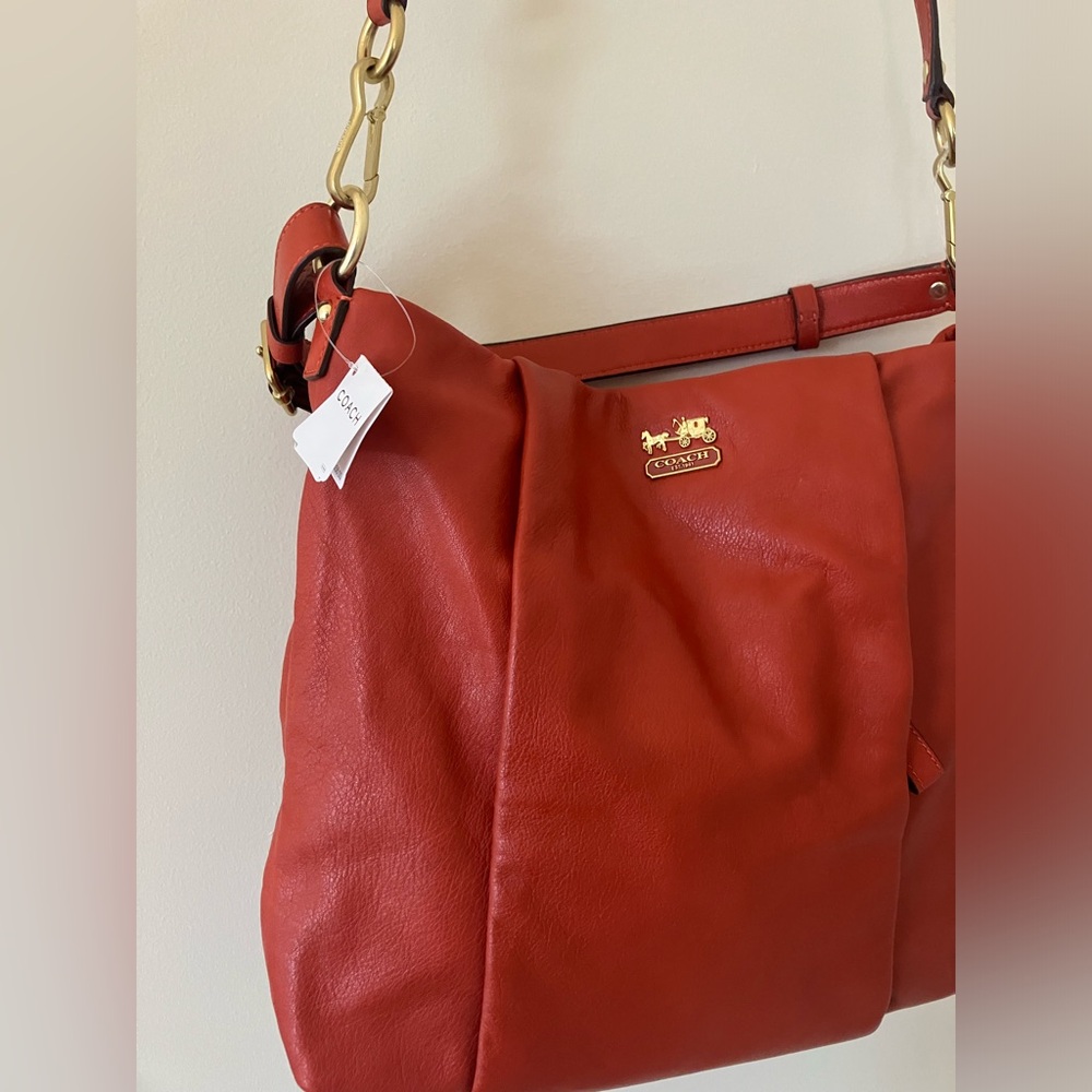Coach Leather Madison Persimmon Hobo Shoulder Bag-21224